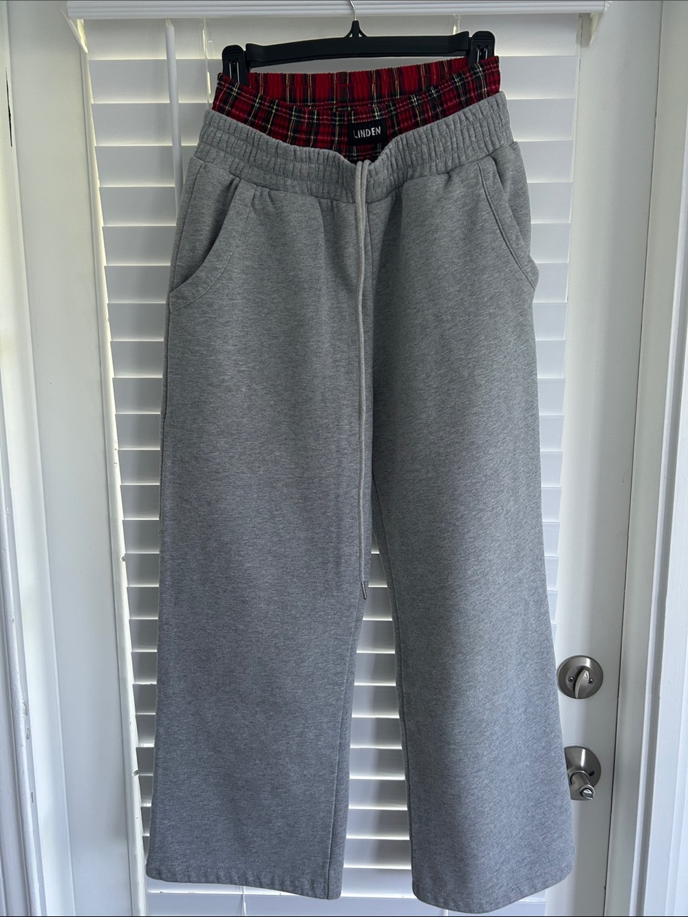 Linden Boxer Sweatpants with Red Plaid Waistband